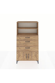 Arges Dolap 2 Raflı 3 Çekmeceli 2 Kapaklı 88x30x163 Çam-Çam