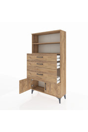 Arges Dolap 2 Raflı 3 Çekmeceli 2 Kapaklı 88x30x163 Çam-Çam