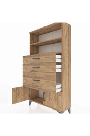 Arges Dolap 2 Raflı 3 Çekmeceli 2 Kapaklı 88x30x163 Çam-Çam