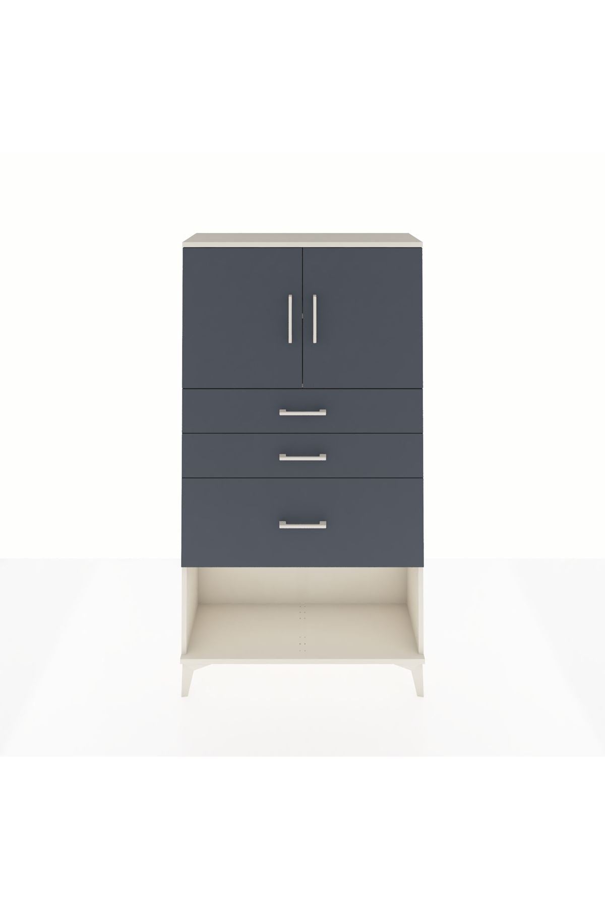 Arges Dolap 2 Raflı 3 Çekmeceli 2 Kapaklı 88x30x163 Aytaşı-Antrasit