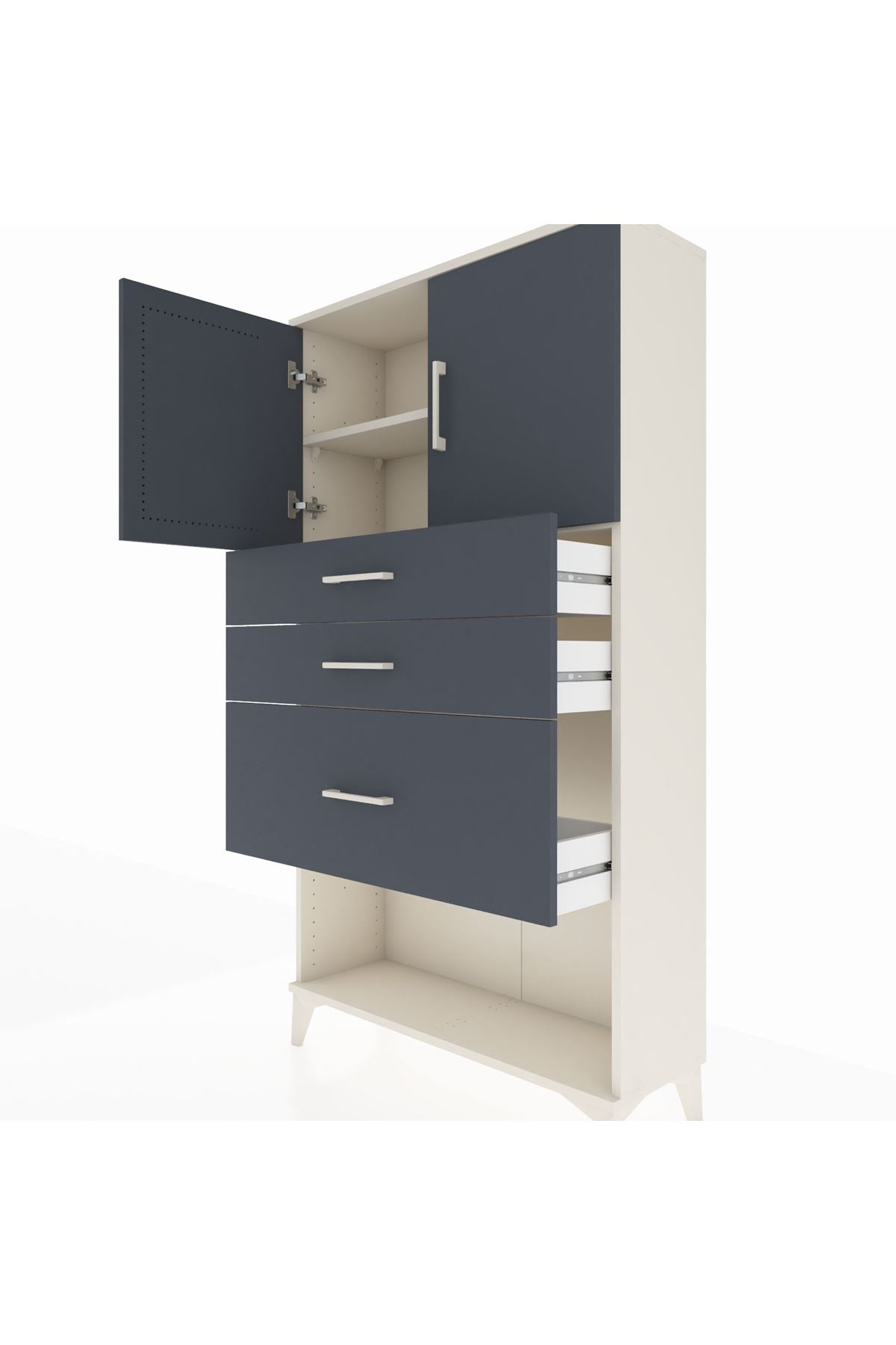 Arges Dolap 2 Raflı 3 Çekmeceli 2 Kapaklı 88x30x163 Aytaşı-Antrasit