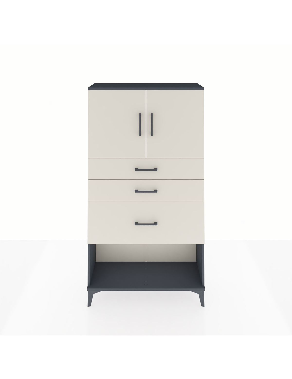 Arges Dolap 2 Raflı 3 Çekmeceli 2 Kapaklı 88x30x163 Antrasit-Aytaşı