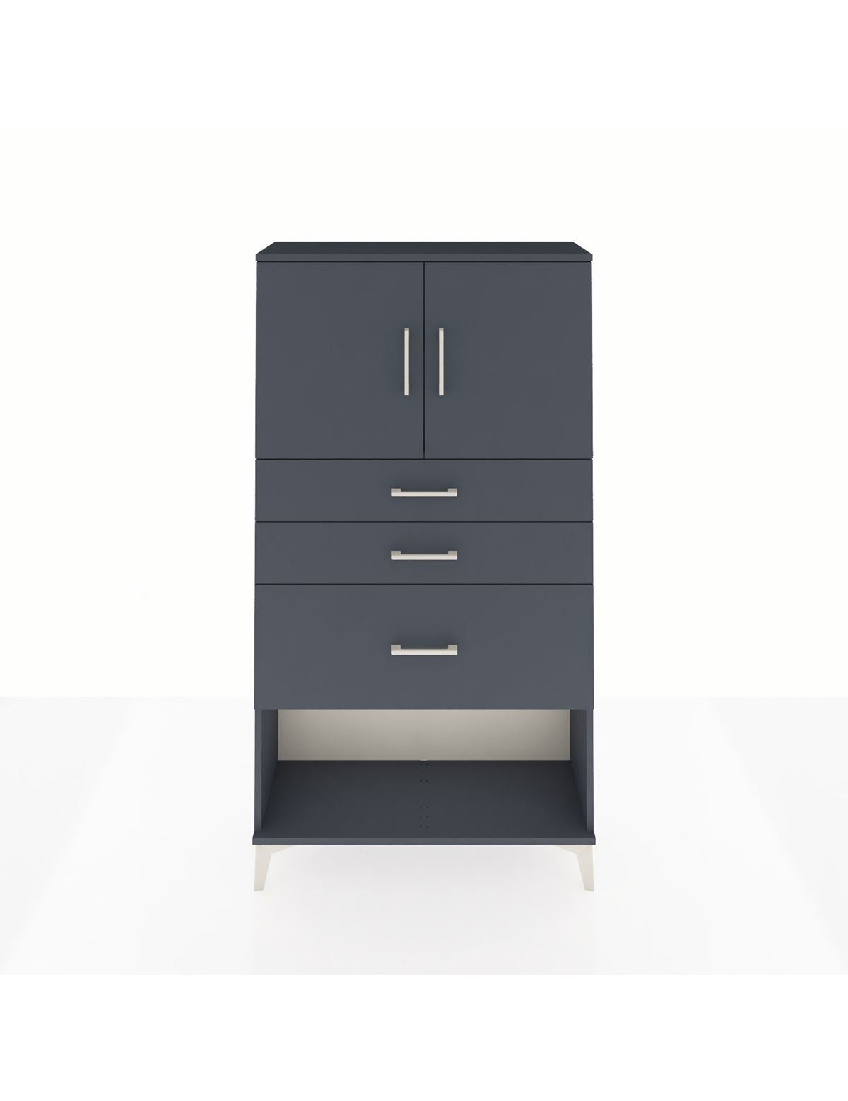 Arges Dolap 2 Raflı 3 Çekmeceli 2 Kapaklı 88x30x163 Antrasit-Antrasit