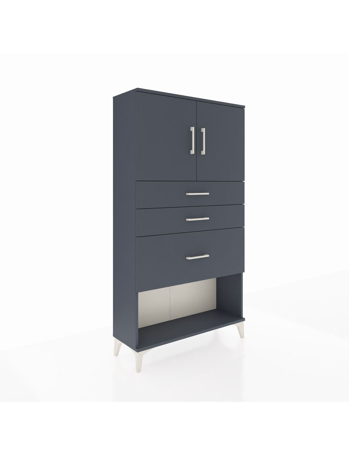 Arges Dolap 2 Raflı 3 Çekmeceli 2 Kapaklı 88x30x163 Antrasit-Antrasit