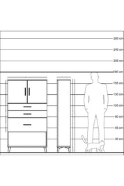 Arges Dolap 2 Raflı 3 Çekmeceli 2 Kapaklı 88x30x163 Antrasit-Çam