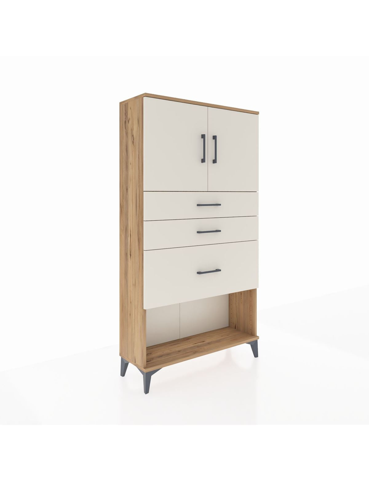 Arges Dolap 2 Raflı 3 Çekmeceli 2 Kapaklı 88x30x163 Çam-Aytaşı