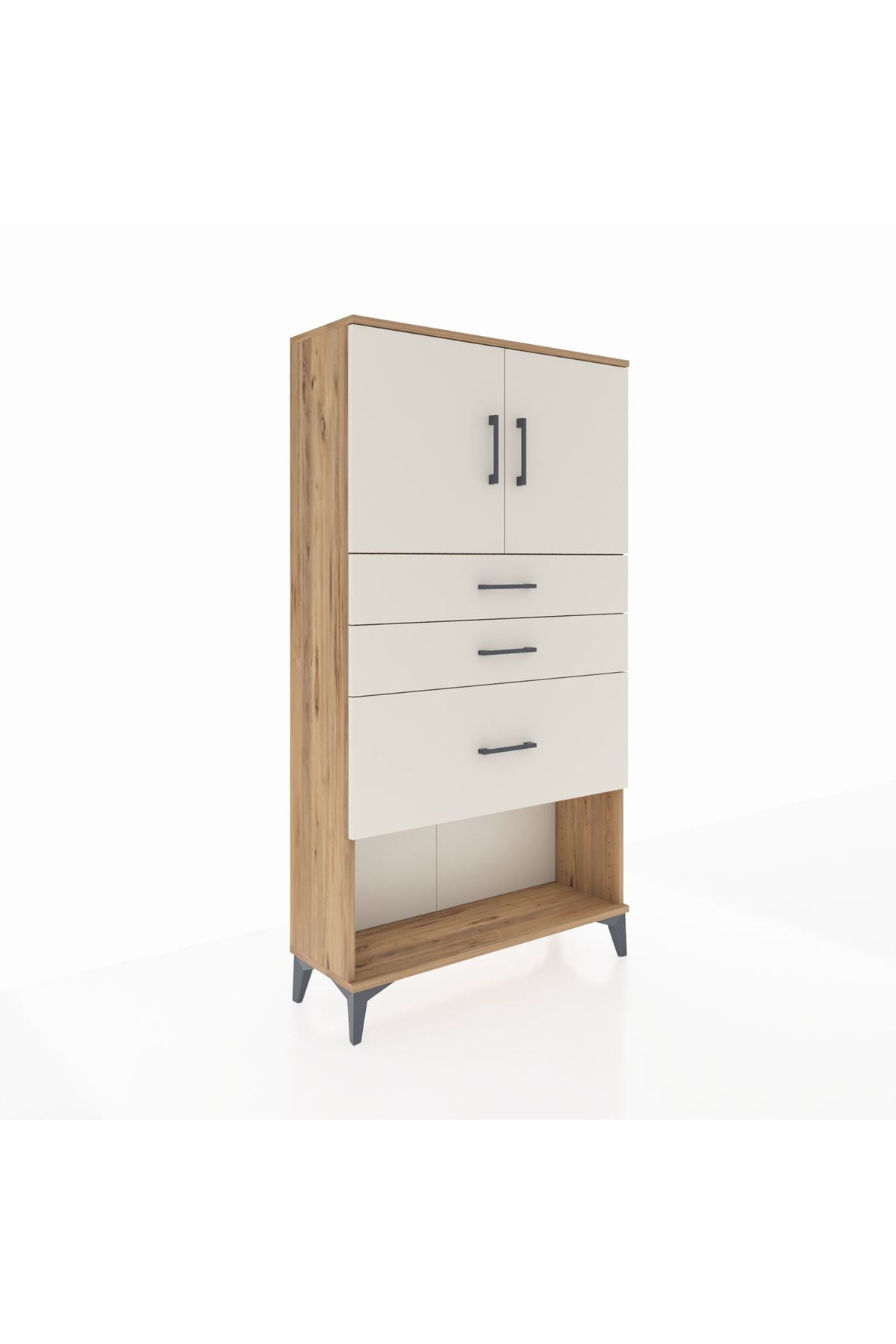 Arges Dolap 2 Raflı 3 Çekmeceli 2 Kapaklı 88x30x163 Çam-Aytaşı