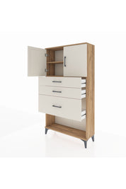 Arges Dolap 2 Raflı 3 Çekmeceli 2 Kapaklı 88x30x163 Çam-Aytaşı