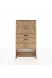 Arges Dolap 2 Raflı 3 Çekmeceli 2 Kapaklı 88x30x163 Çam-Çam