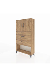 Arges Dolap 2 Raflı 3 Çekmeceli 2 Kapaklı 88x30x163 Çam-Çam