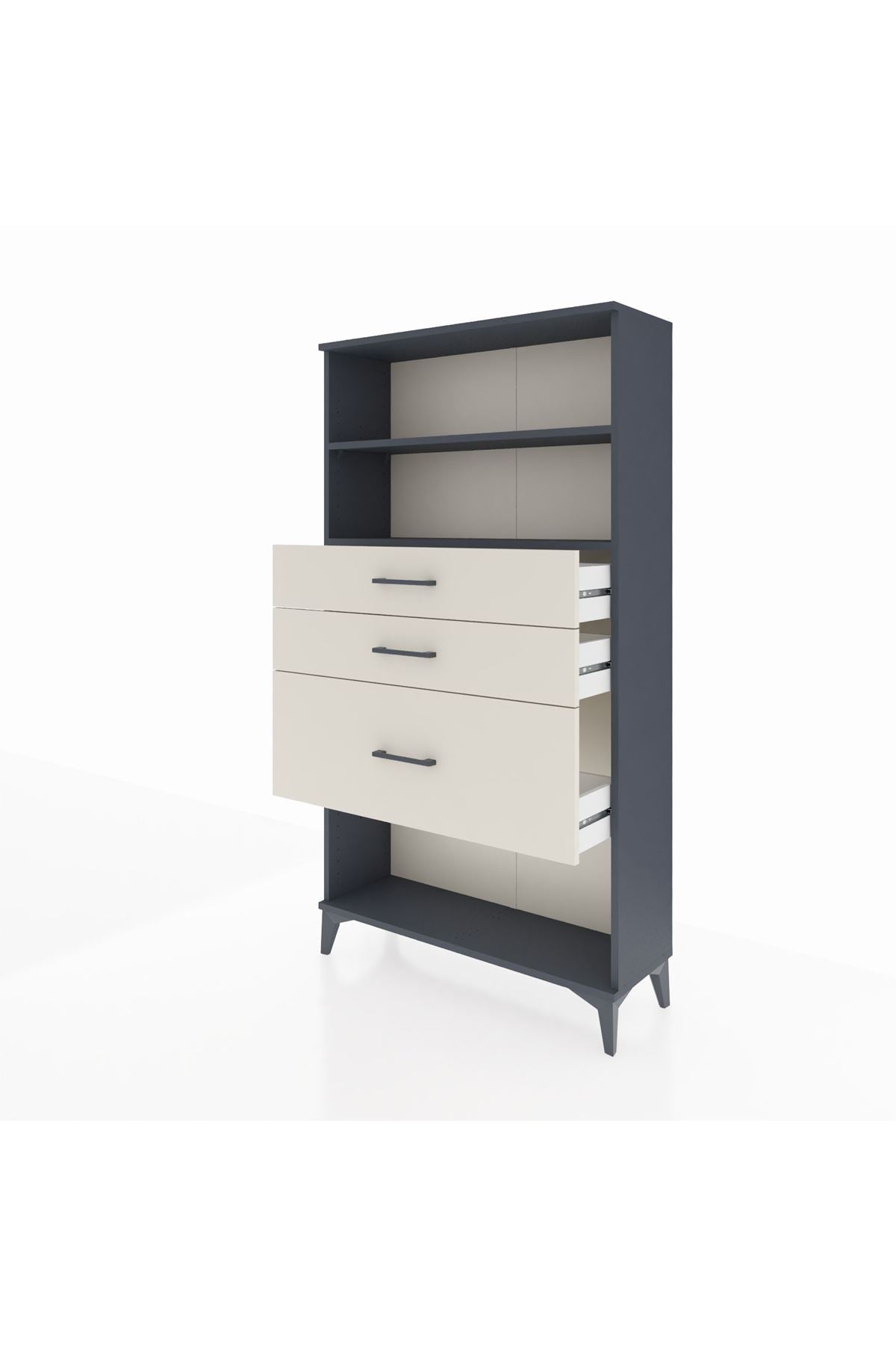 Arges Dolap 2 Raflı 3 Çekmeceli 88x30x163 Antrasit-Aytaşı