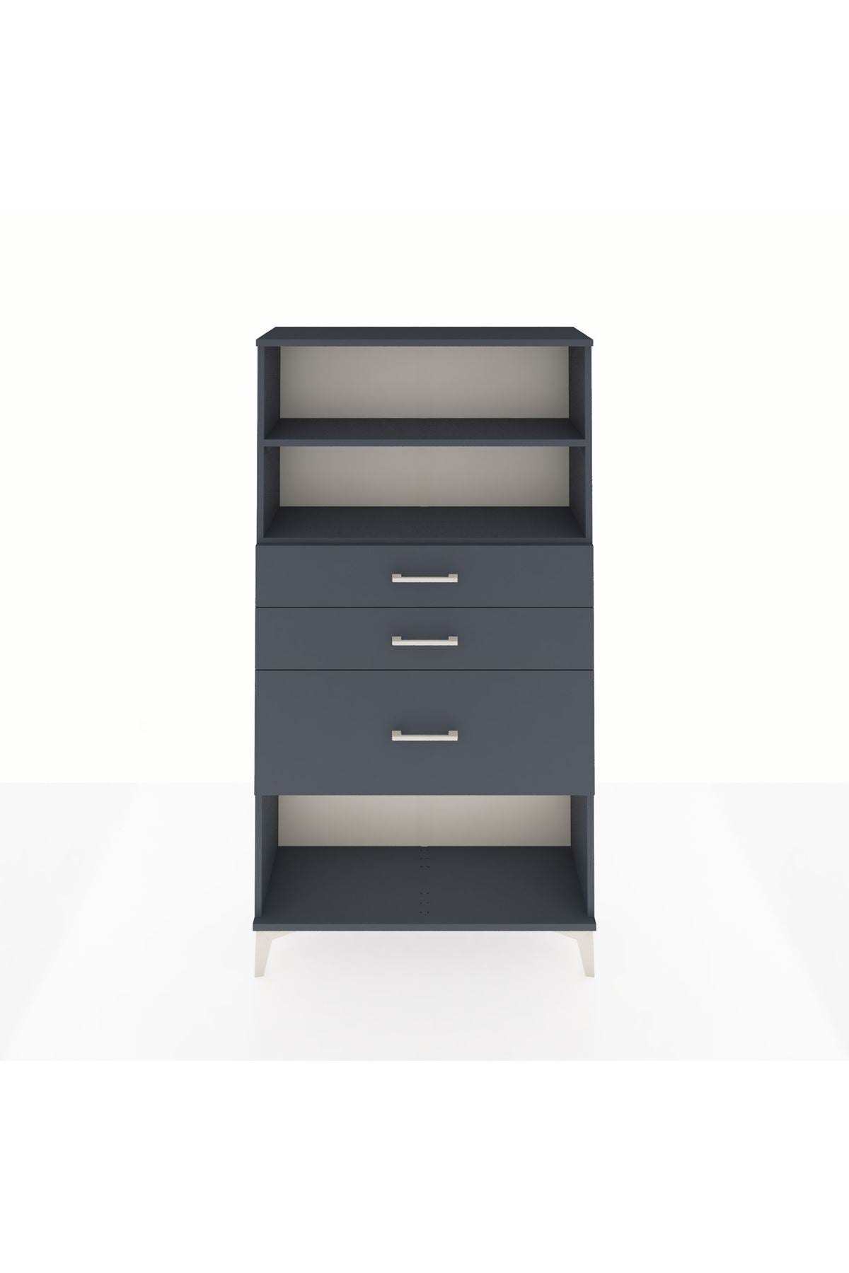 Arges Dolap 2 Raflı 3 Çekmeceli 88x30x163 Antrasit-Antrasit