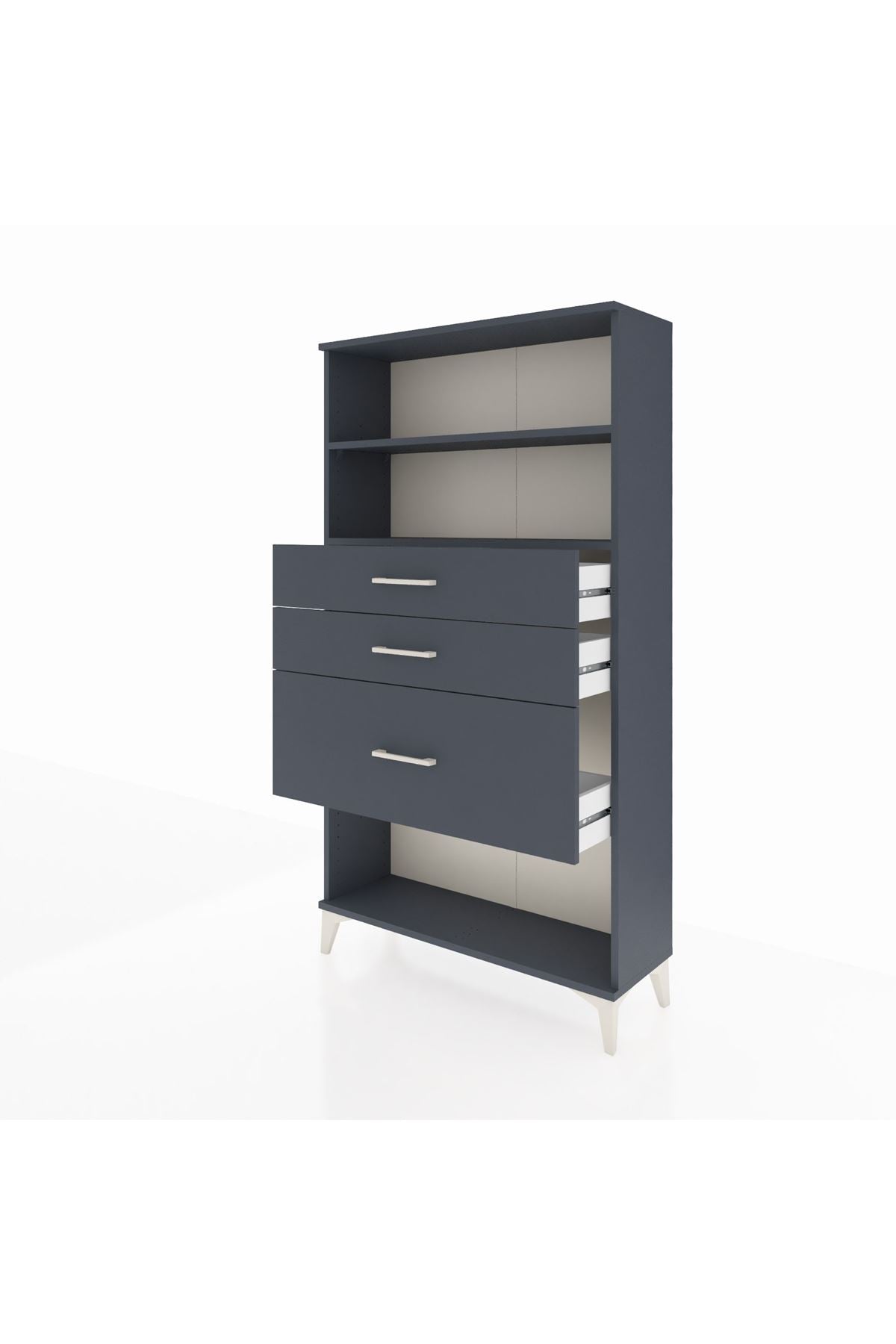 Arges Dolap 2 Raflı 3 Çekmeceli 88x30x163 Antrasit-Antrasit