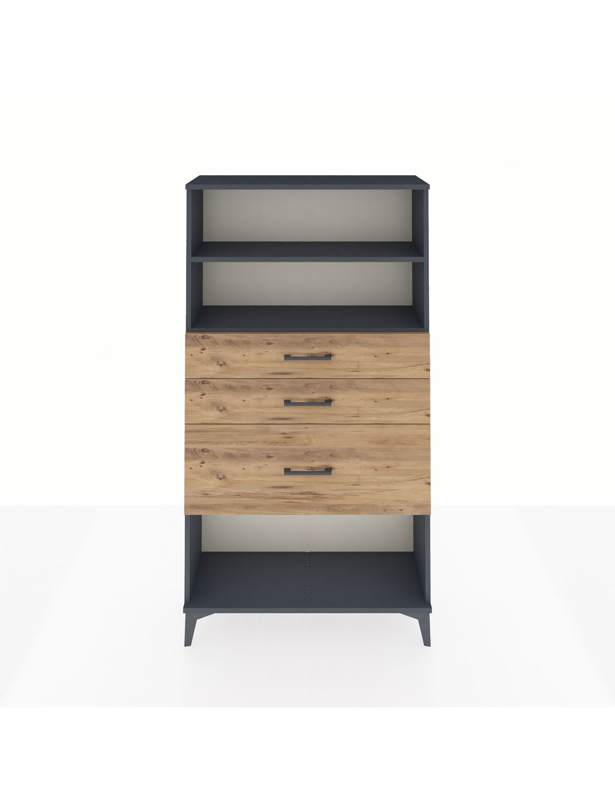 Arges Dolap 2 Raflı 3 Çekmeceli 88x30x163 Antrasit-Çam