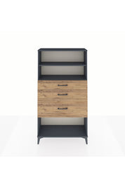 Arges Dolap 2 Raflı 3 Çekmeceli 88x30x163 Antrasit-Çam