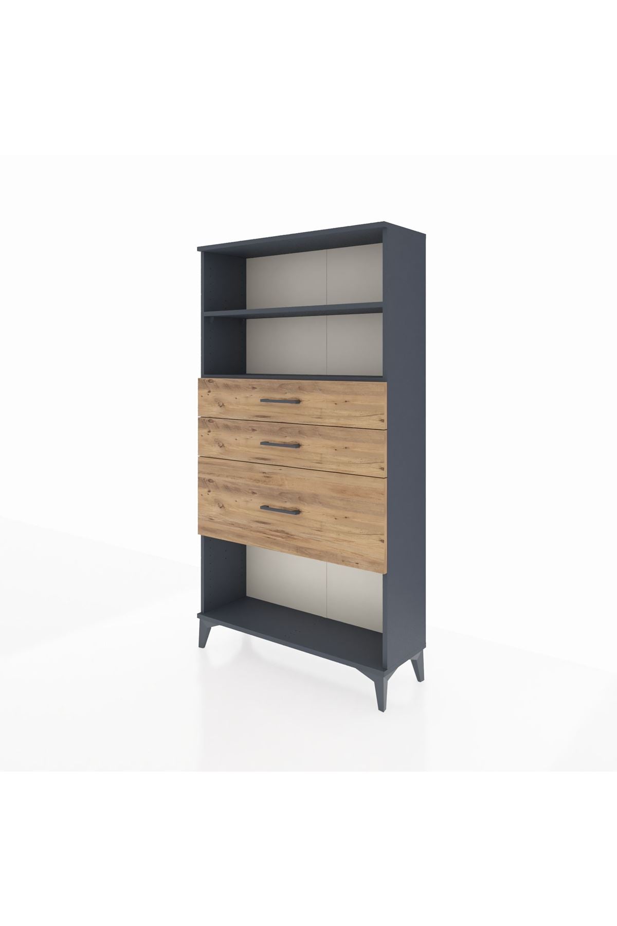 Arges Dolap 2 Raflı 3 Çekmeceli 88x30x163 Antrasit-Çam