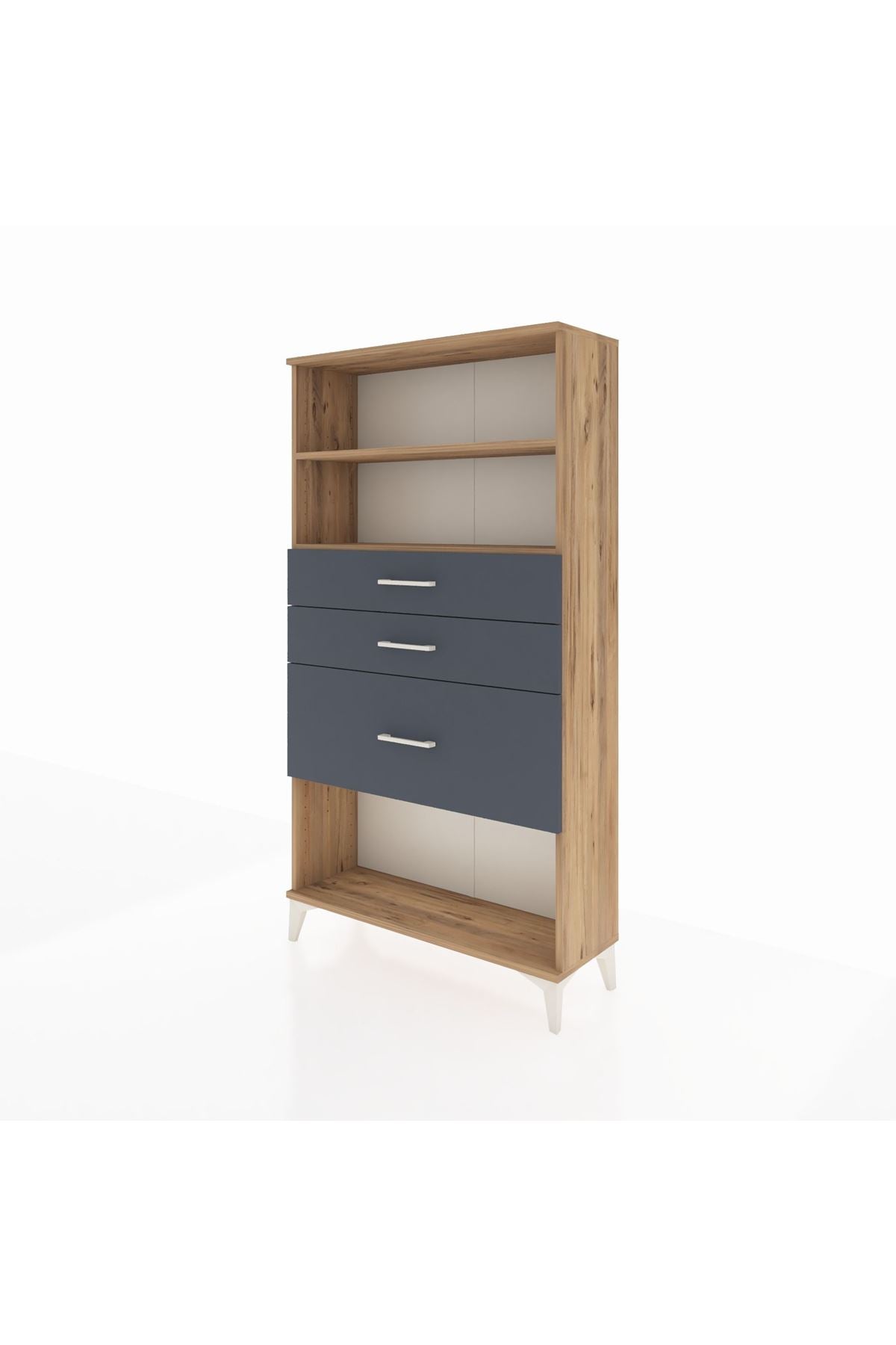 Arges Dolap 2 Raflı 3 Çekmeceli 88x30x163 Çam-Antrasit