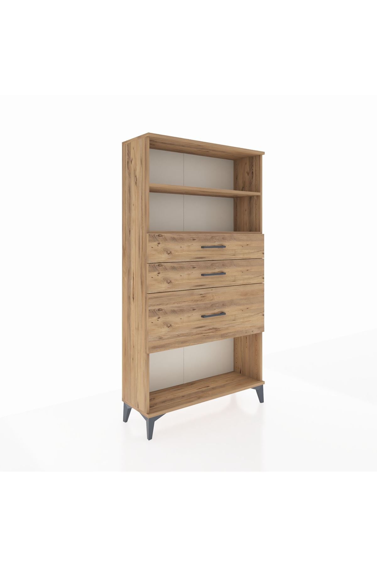 Arges Dolap 2 Raflı 3 Çekmeceli 88x30x163 Çam-Çam