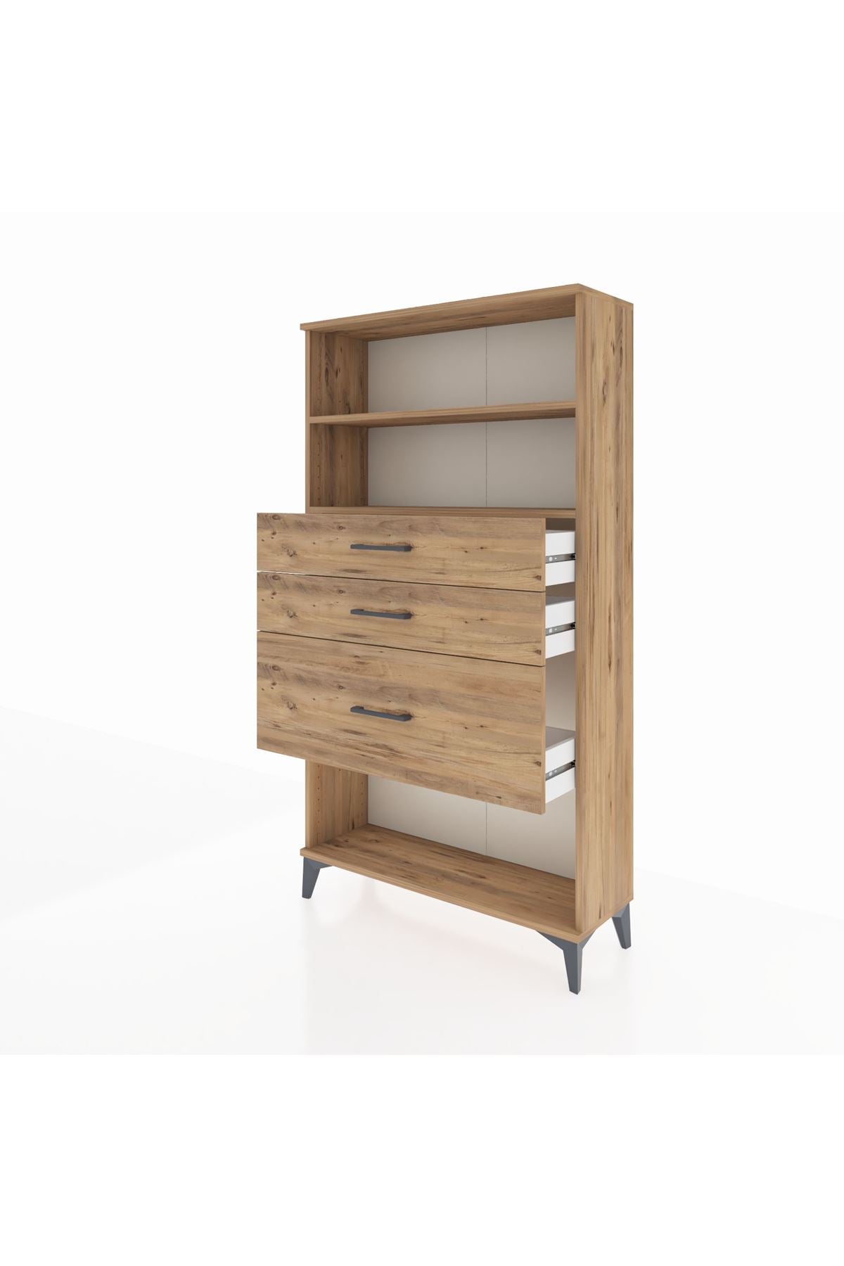 Arges Dolap 2 Raflı 3 Çekmeceli 88x30x163 Çam-Çam