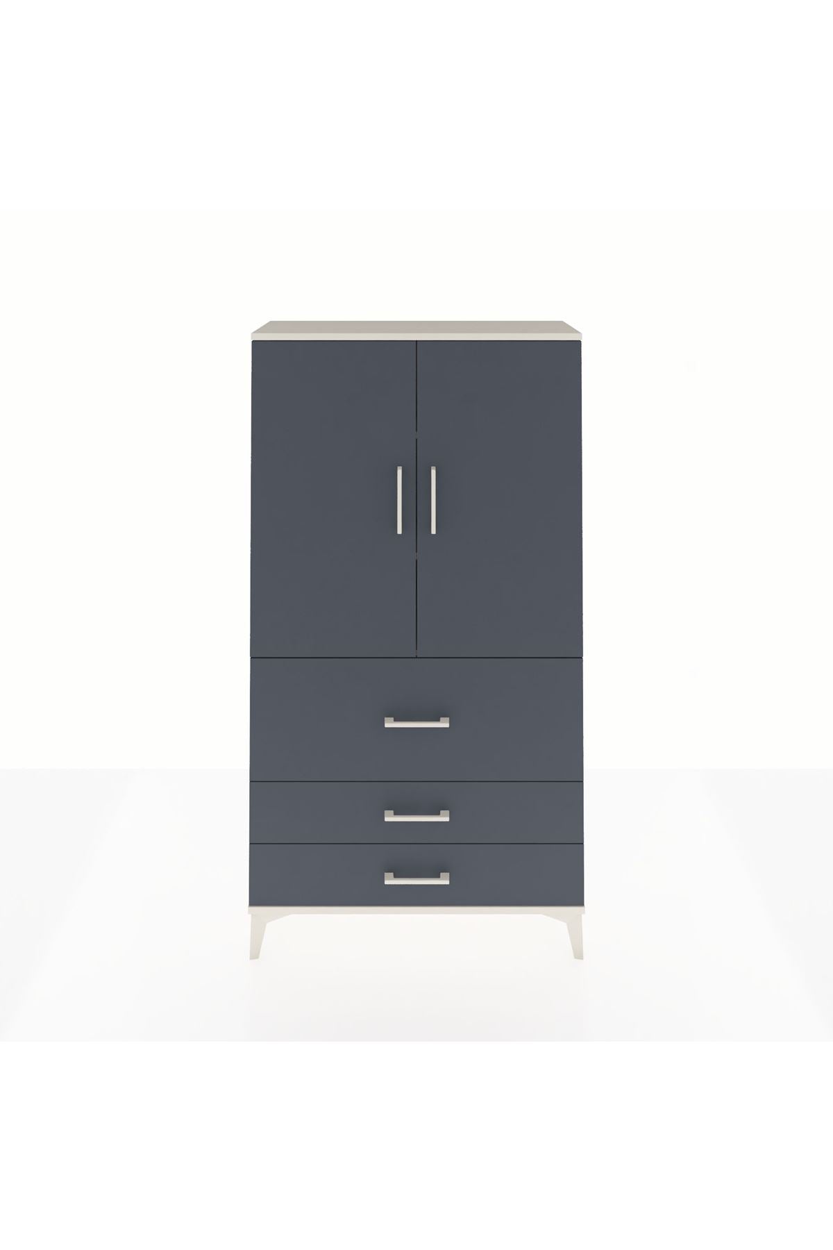 Arges Dolap 3 Raflı 3 Çekmeceli 2 Kapaklı 88x30x163 Aytaşı-Antrasit