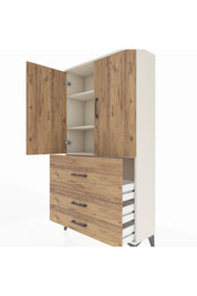 Arges Dolap 3 Raflı 3 Çekmeceli 2 Kapaklı 88x30x163 Aytaşı-Çam