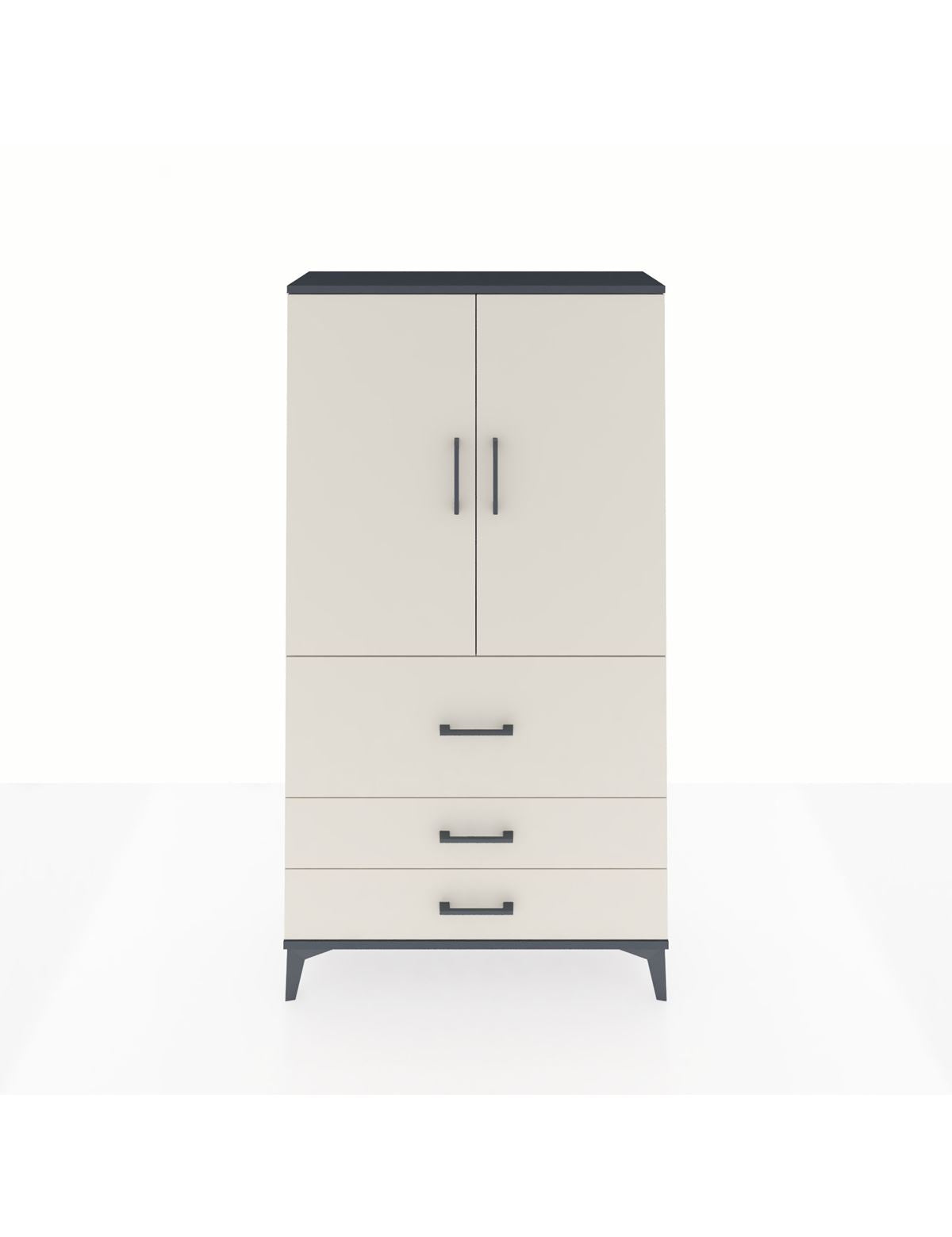 Arges Dolap 3 Raflı 3 Çekmeceli 2 Kapaklı 88x30x163 Antrasit-Aytaşı