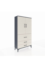 Arges Dolap 3 Raflı 3 Çekmeceli 2 Kapaklı 88x30x163 Antrasit-Aytaşı