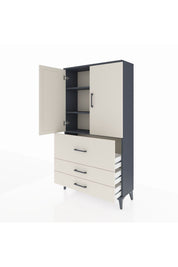 Arges Dolap 3 Raflı 3 Çekmeceli 2 Kapaklı 88x30x163 Antrasit-Aytaşı