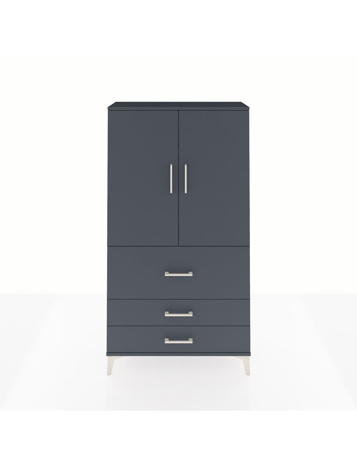 Arges Dolap 3 Raflı 3 Çekmeceli 2 Kapaklı 88x30x163 Antrasit-Antrasit