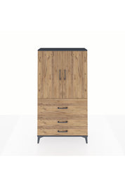 Arges Dolap 3 Raflı 3 Çekmeceli 2 Kapaklı 88x30x163 Antrasit-Çam