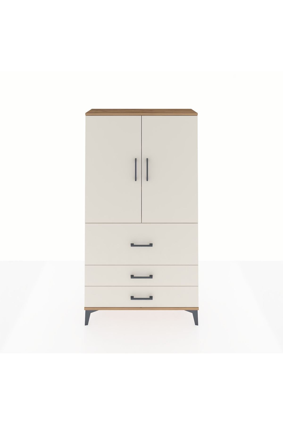 Arges Dolap 3 Raflı 3 Çekmeceli 2 Kapaklı 88x30x163 Çam-Aytaşı