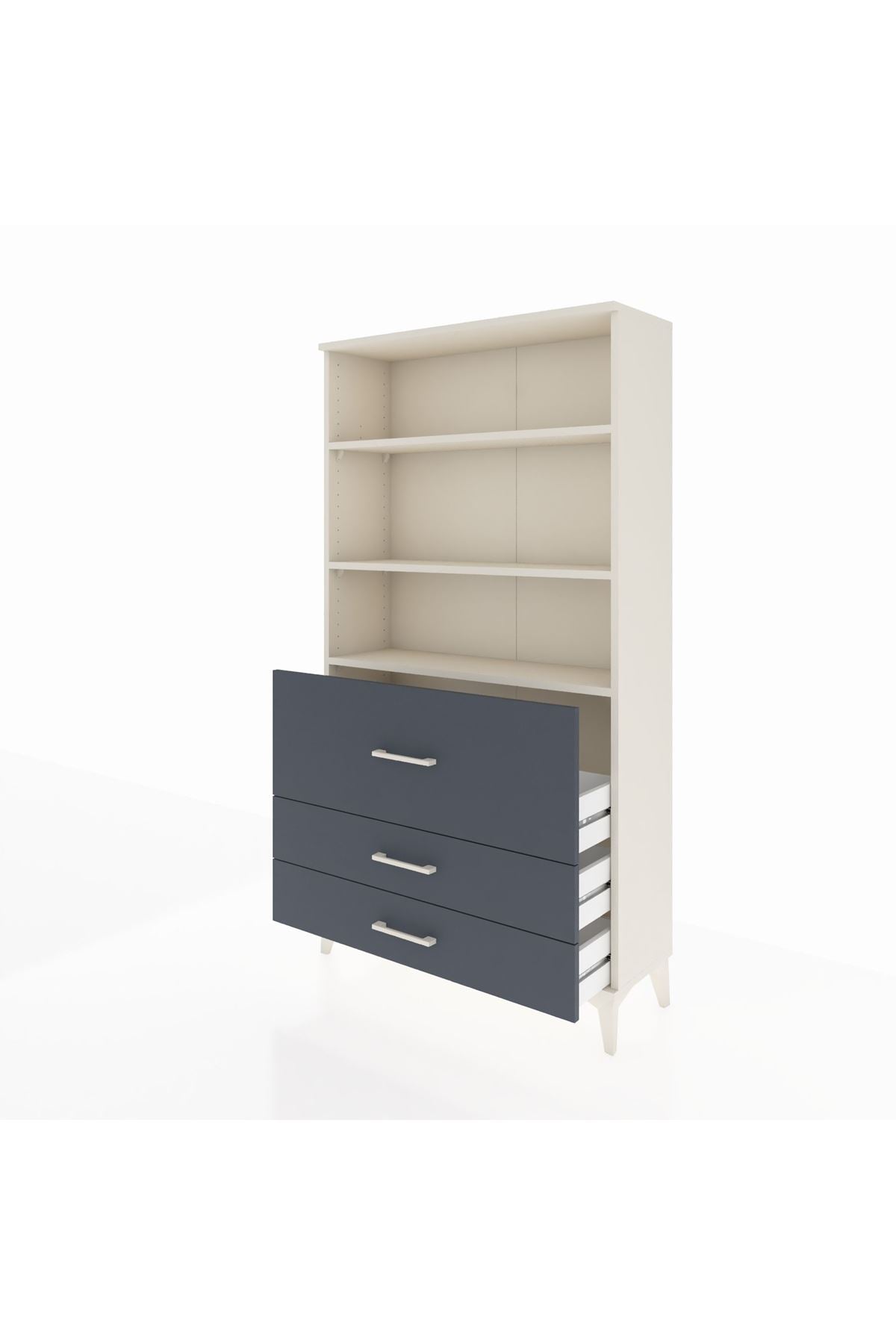 Arges Dolap 3 Raflı 3 Çekmeceli 88x30x163 Aytaşı-Antrasit