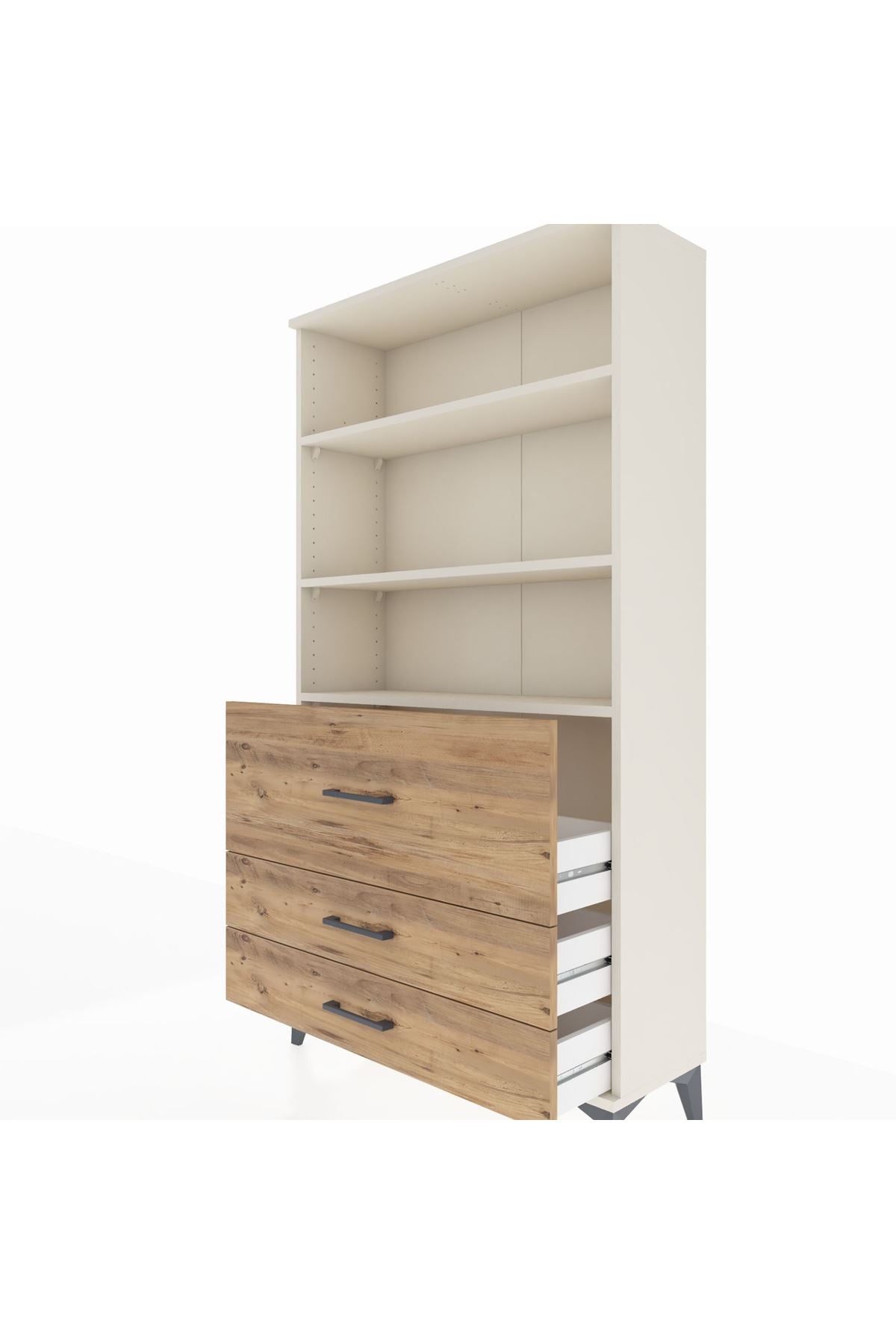 Arges Dolap 3 Raflı 3 Çekmeceli 88x30x163 Aytaşı-Çam