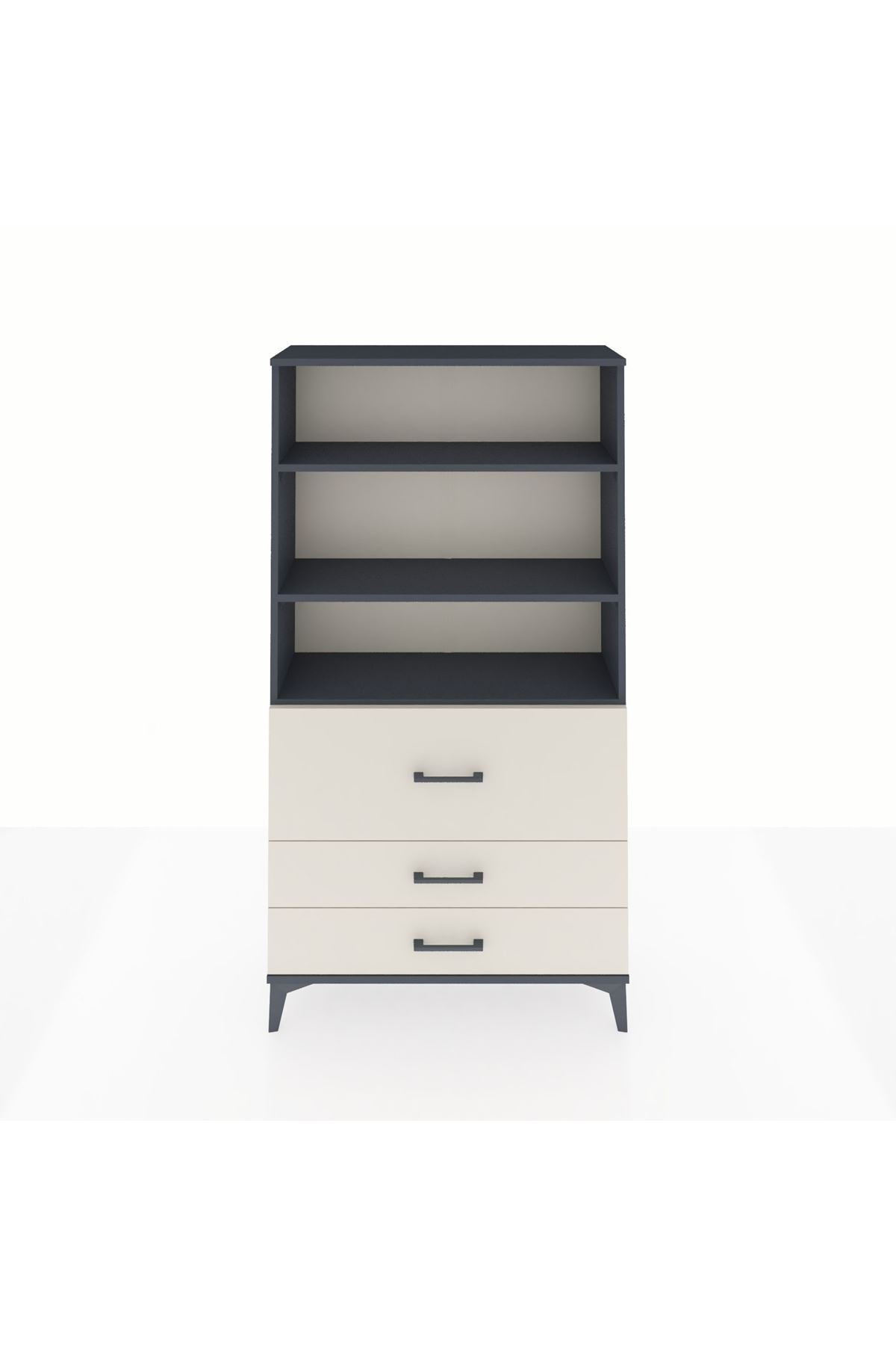 Arges Dolap 3 Raflı 3 Çekmeceli 88x30x163 Antrasit-Aytaşı