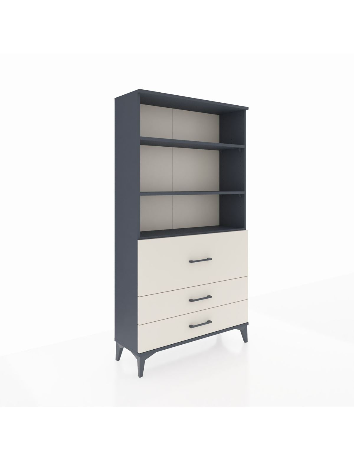 Arges Dolap 3 Raflı 3 Çekmeceli 88x30x163 Antrasit-Aytaşı