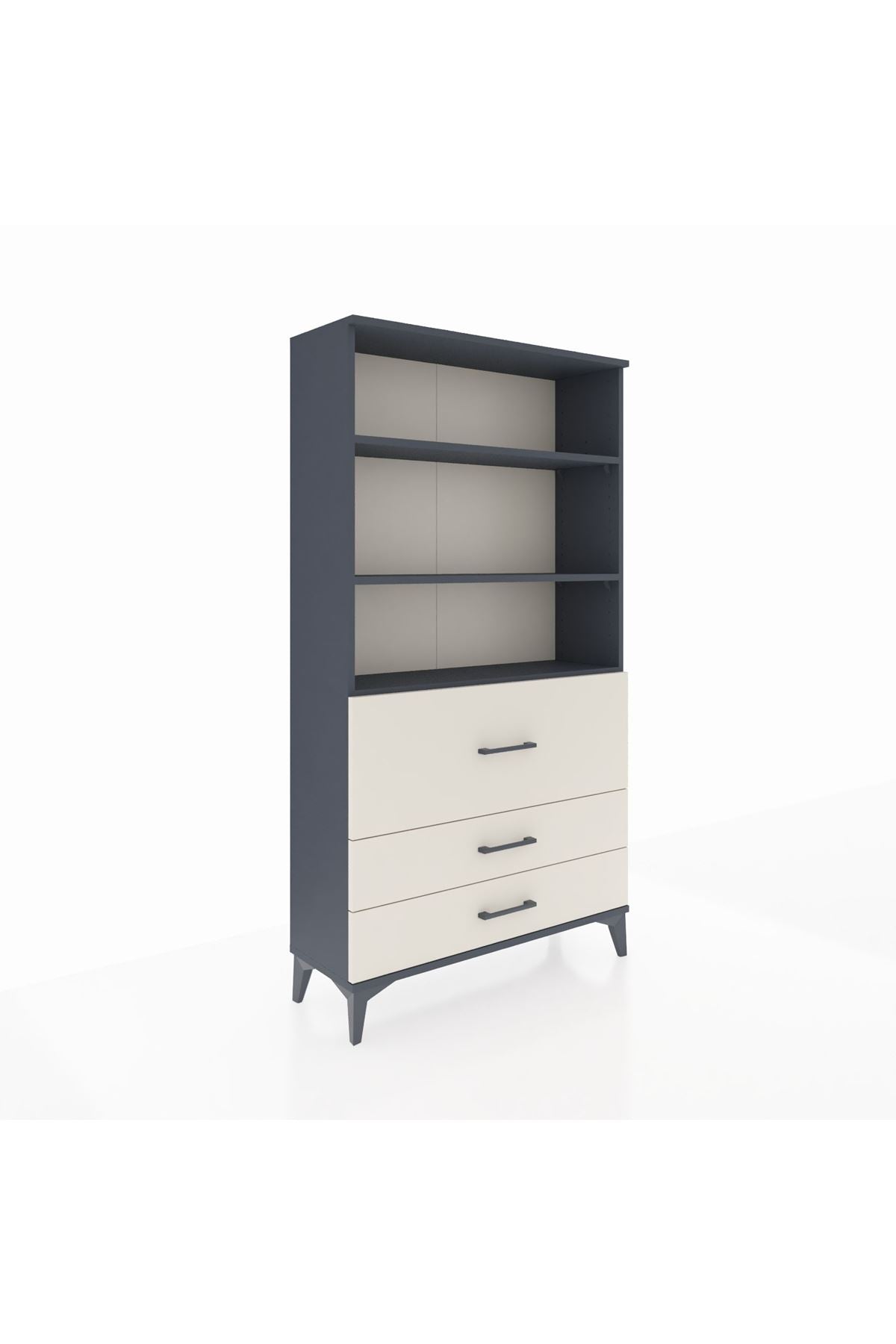 Arges Dolap 3 Raflı 3 Çekmeceli 88x30x163 Antrasit-Aytaşı