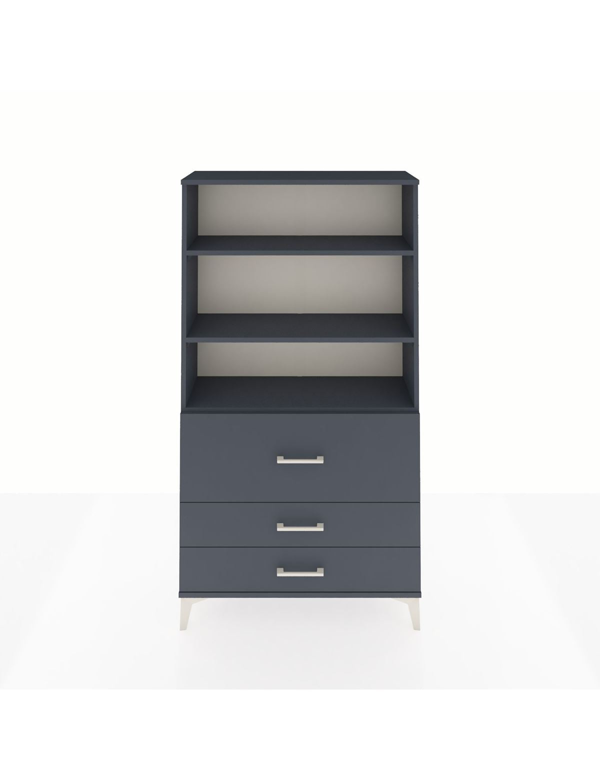 Arges Dolap 3 Raflı 3 Çekmeceli 88x30x163 Antrasit-Antrasit