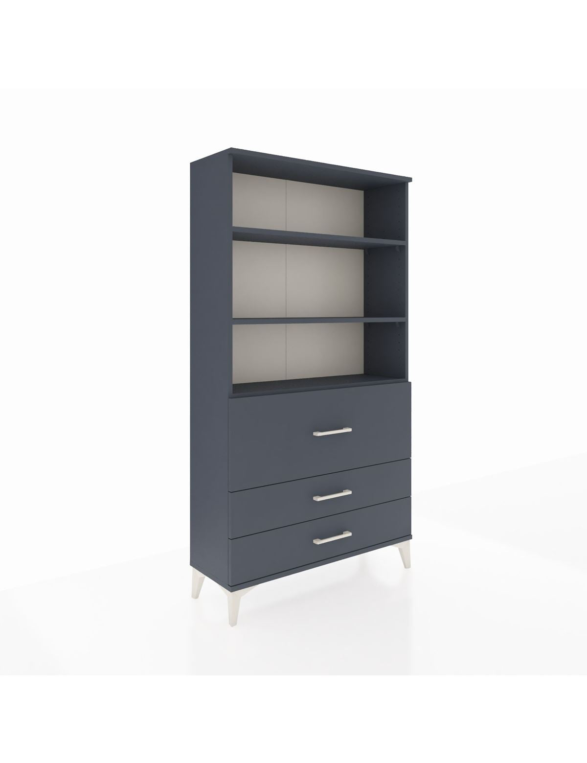 Arges Dolap 3 Raflı 3 Çekmeceli 88x30x163 Antrasit-Antrasit