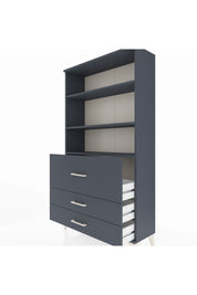 Arges Dolap 3 Raflı 3 Çekmeceli 88x30x163 Antrasit-Antrasit