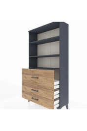 Arges Dolap 3 Raflı 3 Çekmeceli 88x30x163 Antrasit-Çam