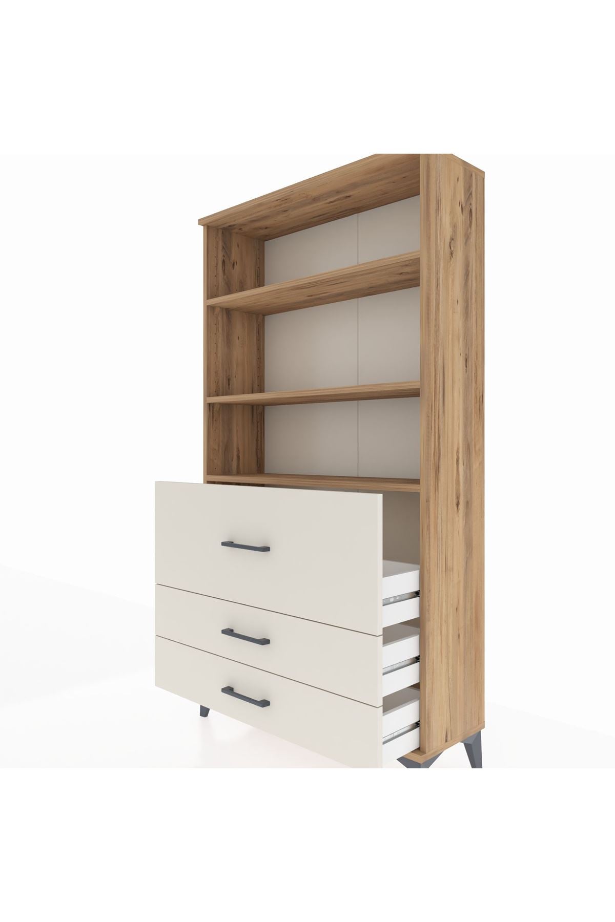 Arges Dolap 3 Raflı 3 Çekmeceli 88x30x163 Çam-Aytaşı