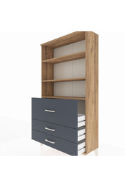 Arges Dolap 3 Raflı 3 Çekmeceli 88x30x163 Çam-Antrasit