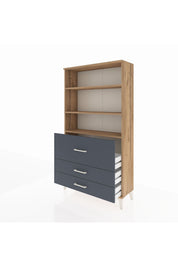 Arges Dolap 3 Raflı 3 Çekmeceli 88x30x163 Çam-Antrasit