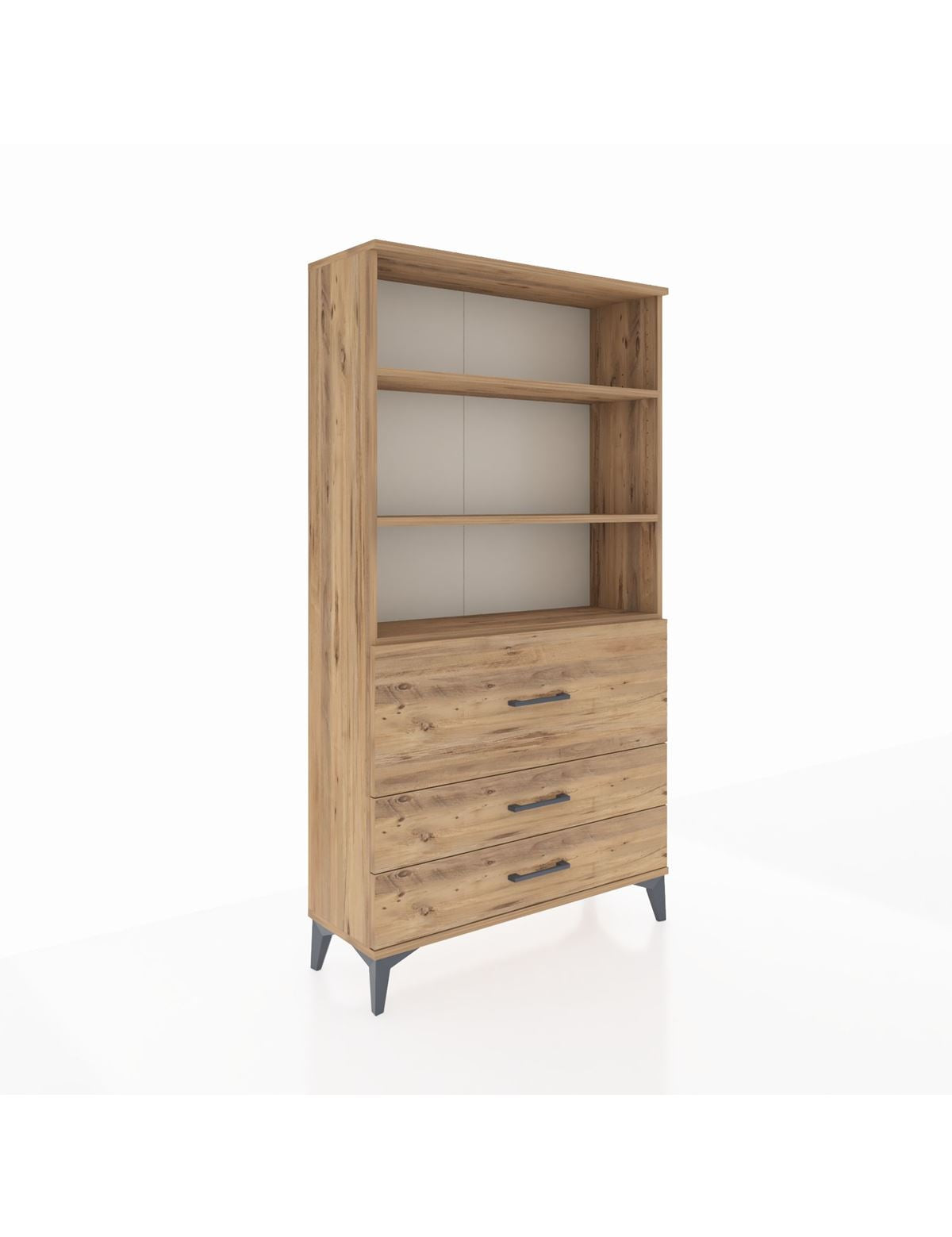 Arges Dolap 3 Raflı 3 Çekmeceli 88x30x163 Çam-Çam