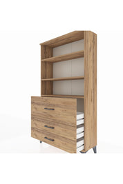 Arges Dolap 3 Raflı 3 Çekmeceli 88x30x163 Çam-Çam
