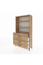 Arges Dolap 3 Raflı 3 Çekmeceli 88x30x163 Çam-Çam