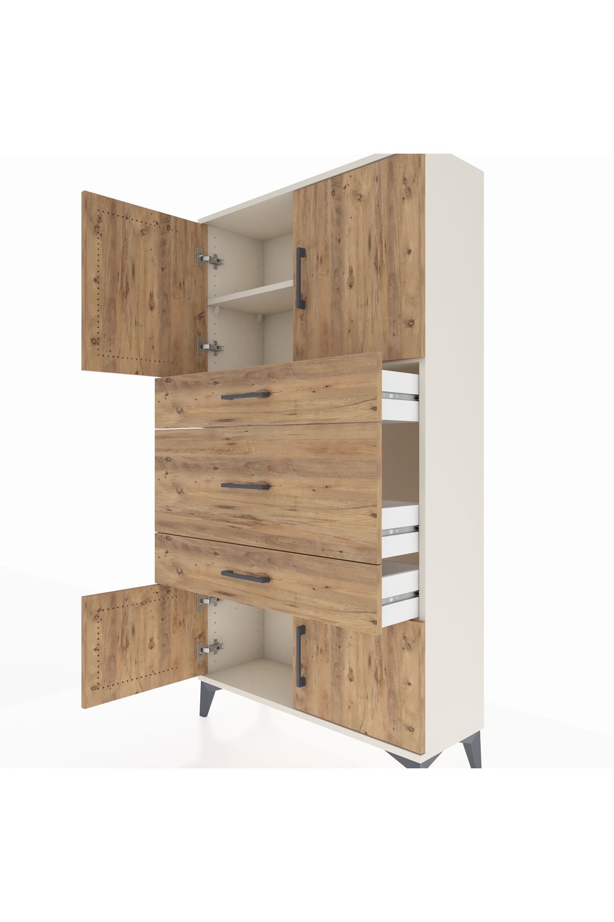 Arges Dolap 2 Raflı 3 Çekmeceli 4 Kapaklı 88x30x163 Aytaşı-Çam