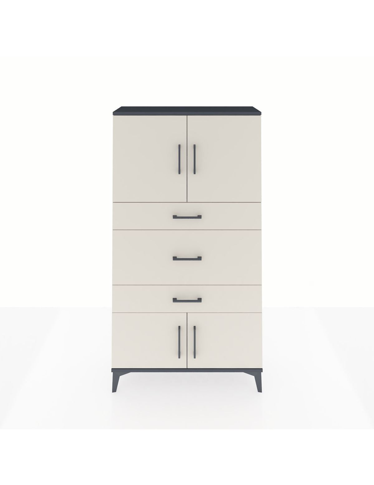 Arges Dolap 2 Raflı 3 Çekmeceli 4 Kapaklı 88x30x163 Antrasit-Aytaşı