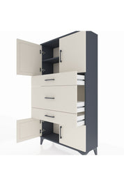 Arges Dolap 2 Raflı 3 Çekmeceli 4 Kapaklı 88x30x163 Antrasit-Aytaşı