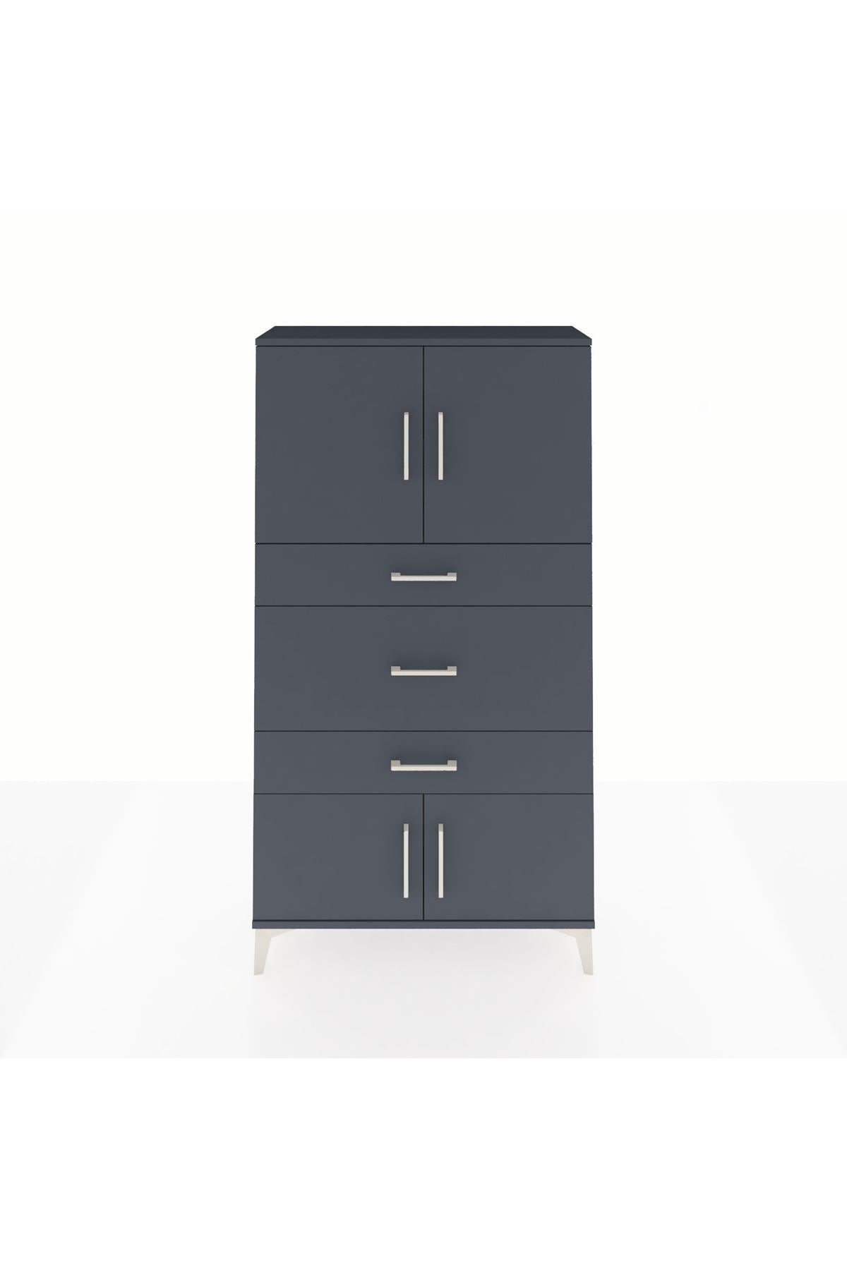 Arges Dolap 2 Raflı 3 Çekmeceli 4 Kapaklı 88x30x163 Antrasit-Antrasit